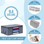VENO 3 Pack Medium Clothes Storage Bag with Reinforced Handle 9.5 Gallon | Thick Container Bins Organizer for Blankets, Comforters, Bedding, Foldable w/ Sturdy Zipper, Clear Window, Grey(9.5 Gallon) - Image 4