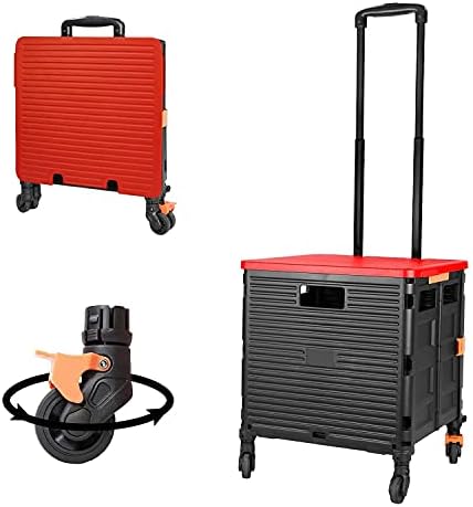 FELICON SELORSS Foldable Utility Cart Folding Portable Rolling Crate-Red by FELICON