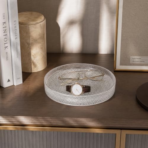 Crystal Round Vanity Tray, Bling Rhinestone Decorative Tray for Jewelry, Perfume, Keys and Watches, Sparkle Organizer Tray for Dresser, Bedroom and Entryway - Image 7