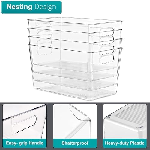 Sorbus Clear Storage Bins with Lids for Kitchen (Extra Large, 8 Pack) - Image 6
