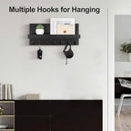 Lwenki Key Holder Wall Mount, Entryway Key and Mail Holder with 7 Sturdy Hooks for Sunglasses, Dog Leash, Decorative Wall Shelf with Mounting Hardware, 15”W x 6.7”H x 4.2”D - Image 4