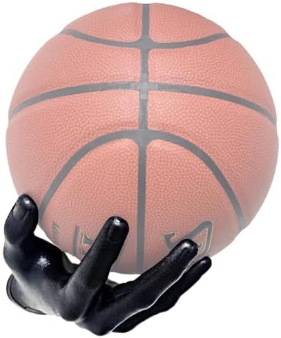 Basketball Holder, Hand Sculpture Ball Holder Wall Mount Art Decor Stand Storage Rack Organizer Display Case Man Cave for Football Soccer Gift Ideas for Him Men Boys Gamers (Black Ball Holder) by LOCZAR