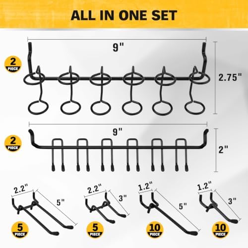 ELEAD 286-Piece Extra Thick Pegboard Hooks Set, 1/4" Heavy Duty Black Peg Board Organizer Accessories with Bins, Metal Pegboard Accessories with Pegs Lock, Peg Board Hooks for Hanging - Image 2