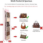 Lirex Over The Door Purse Organizer & Purse Shelf for Closet – Handbag Storage Organizer with Purse Hanger. Perfect for Scarves, Hats, and Leggings. S (11.8'' x 5'' x 51.6''), Pink - Image 2