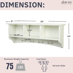 Shaker Cottage 36-Inch Wall-Mounted Coat Rack with 3 Open Shelves – Transitional Entryway Organizer, Mudroom Storage Shelf with 4 Hooks – Space-Saving Wall Storage by Alaterre Furniture (Ivory) - Image 3