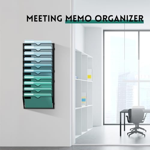 10-Tier Wall File Organizer, Hanging File Holder, Wall Mounted Mail Sorter - Image 6