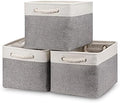 Bidtakay Baskets Set of 3 Storage Baskets for Organizing Large Fabric Storage Bins for Shelves Decorative Canvas Bins Collapsible Empty Baskets for Closet,Nursery,Clothes,Toys,Shoes(White&Grey) by BidtakayBaskets