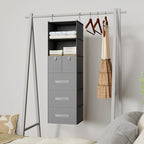 6-Shelf Hanging Closet Organizer with 5 Drawers, Non-Woven Storage, Gray | Spacious compartments sort clothes & undergarments; foldable drawers add hidden storage for closets, wardrobes or RVs. - Image 2