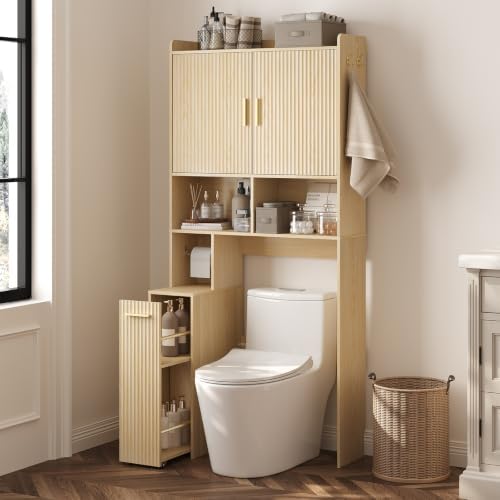 ELYKEN Over The Toilet Storage Cabinet with Fluted Doors, Natural Oak by ELYKEN