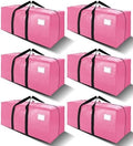 VELVETSURE 6 Pack Heavy Duty Large Moving Bags W/Backpack Straps - Strong Handles & Zippers, Storage Totes For Space Saving, Fold Flat, Alternative to Moving Box and Storage Bin, Pink by VELVETSURE