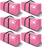 VELVETSURE 6 Pack Heavy Duty Large Moving Bags W/Backpack Straps - Strong Handles & Zippers, Storage Totes For Space Saving, Fold Flat, Alternative to Moving Box and Storage Bin, Pink by VELVETSURE