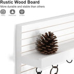 Lwenki Decorative Key Holder for Wall with Shelf, Entryway Shelf with Hooks Holds Leashes, Jackets and Glasses – Sturdy Wood Keyholder Entrance Hanger with Mounting Hardware (White, Medium) - Image 4