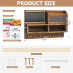 Key Holder Wall Mount, Wooden Mail and Key Organizer, Brown - Image 5
