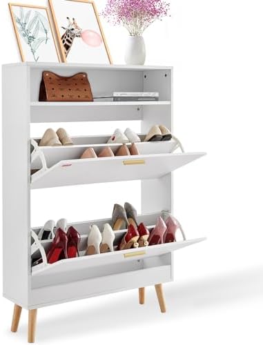 VEVOR Shoe Storage Cabinet for Entryway, 31.5" D x 9.4" W x 47.3" H, White by VEVOR