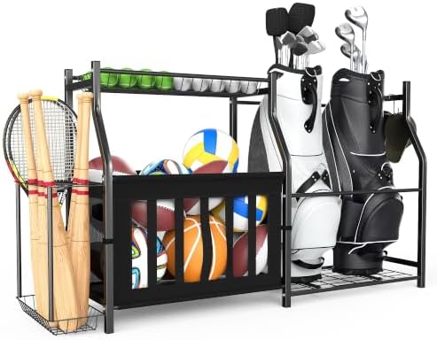 TORACK Golf Bags Stand with Ball Storage, Large Capacity Garage Sports Equipment Organizer by TORACK