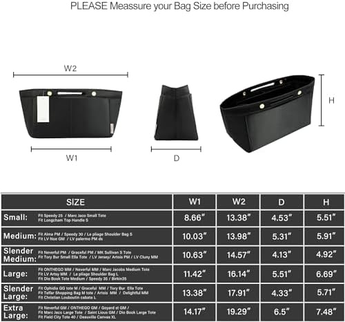 ZTUJO Purse Organizer Insert For Handbag & Tote Shaper,Tote Bag Organizer Insert For Speedy Neverful, 6 Sizes (Large,Silky Black) - Image 3