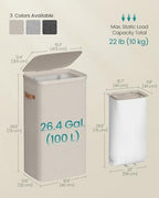 SONGMICS Laundry Basket, 100L Laundry Hamper with Lid, 1 Removable Bag - Image 6
