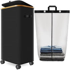 Laundry Hamper with Wheels, 75L Rolling Laundry Basket with Lid by Wuevu