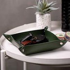 Leather Jewelry Valet Tray for Women and Man (Dark Green-B) - Image 5