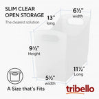 Modern Narrow Organizer Storage Bin, Clear Plastic Household Storage Container for Kitchen Pantry storage, Under Sink Bin, Bathroom/Laundry Room - Made In USA - 2 Pack (Narrow - 13” X 9” X 6”) - Image 2