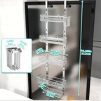 HapiRm 5 Tier Over the Door Shower Caddy, Hanging Shower Caddy with 28 Hooks and 2 Toothbrush Holders, No Drilling Adjustable Hanging Bathroom Organizer - Silver - Image 6