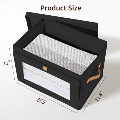 DIMJ Storage Bins with Lids - 8 Pack Large Fabric Closet Organizer with Window & Handles, Collapsible Decorative Storage Boxes for Shelves Under Bed, Books Clothes Blankets Sweaters Organization - Image 6