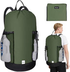 BALEINE 120L Laundry Bag Backpack, 900D Oxford Fabric Large Travel Laundry Bags with Shoulder Straps and 2 Mesh Pockets for College Dorm, Apartment, Laundromat (Green, 120L) by BALEINE