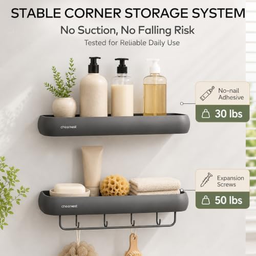Shower Caddy Adhesive, No Drilling Aluminum Bath Organizer Shelf - Image 3