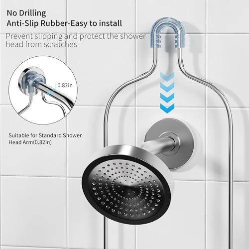 DAOYA Shower Caddy Hanging - Over the Shower Head Caddy with 2 Baskets, Soap Holder & Razor Holder, Non-Slip Rubber Pads, U-Shaped Hooks and Adhesive Pads for Bathroom Organization - Silver - Image 2