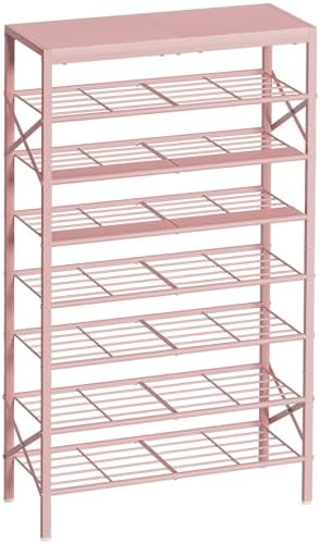 8 Tier Metal Shoe Rack with Wood Top, 24-32 Pairs by UNITSTAGE