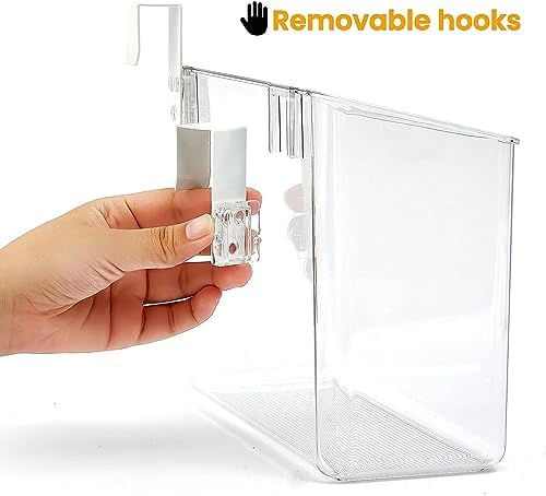 vacane 2 Pack Plastic Over Cabinet Door Organizer with Removable Hooks, Clear Hanging Baskets for Organizing Over the Cabinet Organizer Holder for Kitchen, Bathroom-Hang Outside or Inside Door-XL - Image 4