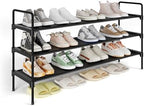 Kitsure Long Shoe Rack for Closet, 36.1" Wide - 3 Tiers, Black | Shoe Organizer for Front Door Entrance, Stackable Shoe Shelf, Closet Organizers and Storage by Kitsure