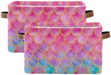 Mermaid Rectangular Storage Basket Organizer Bin Shelf Baskets For Clothes Gifts For Home Office Dorm - Image 2