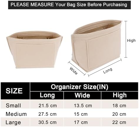 LOUKAYCCI Felt Purse Organizer Insert for Longchamp Le Pliage L Handbag Insert (Large, Beige) - Image 2