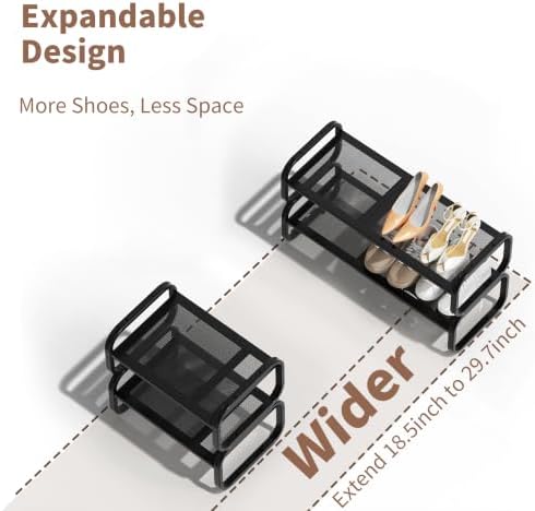 2 Tier Shoe Rack - Expandable Shoe Organizer for Closet - Image 6