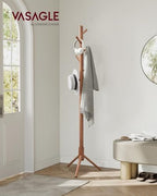VASAGLE Solid Wood Coat Rack, Free Standing, Tree-Shaped, with 8 Hooks - Image 2