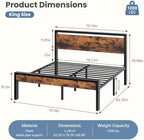 Sweetcrispy King 14 Inch Platform Bed Frame with Headboard & Storage, Rust - Image 2