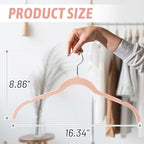 Sishynio Velvet Hangers 50 Pack, Non-Slip Slim Felt Clothes Hangers Pink | Space-Saving Closet Organization; Flocked Surface; 360° Swivel Hooks; For Shirts, Coats, Dresses, Blouses - Image 6