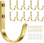 10 Pack 22LB Wall Hooks for Hanging Towel/Coat, Brushed Gold by Josmimic