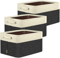BALEINE 3 Pack Fabric Closet Storage Bins for Shelves, Linen Closet Organizers and Storage, Decorative Baskets for Organizing, Shelf, Clothes, Home, Office (Black, 17''x13''x10.5'') by BALEINE