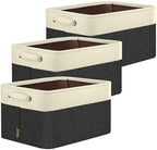 BALEINE 3 Pack Fabric Closet Storage Bins for Shelves, Linen Closet Organizers and Storage, Decorative Baskets for Organizing, Shelf, Clothes, Home, Office (Black, 17''x13''x10.5'') by BALEINE