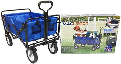 Mac Sports Heavy Duty Steel Frame Collapsible Folding 150 Pound Capacity Outdoor Camping Garden Utility Wagon Yard Cart, Blue - Image 4
