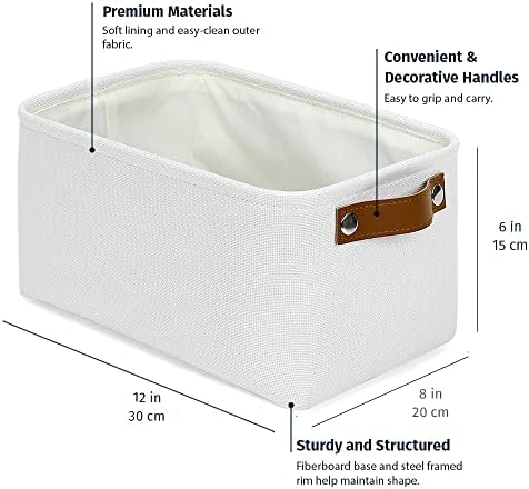 OrganiHaus 12x8in Canvas Storage Baskets, 3 Pack - Fabric Bins for Shelves - Image 2