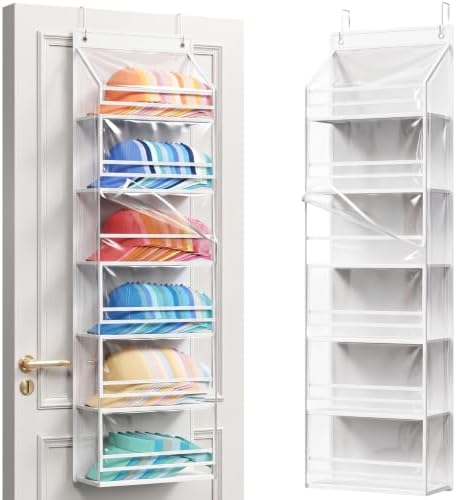 Lifewit 6 Tier Clear Over the Door Hat Rack, Baseball Caps Organizer, White by Lifewit