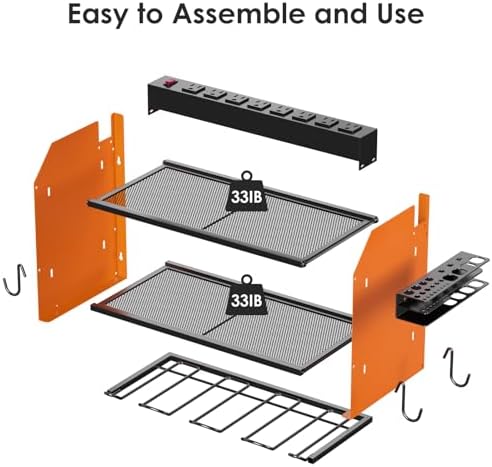 CCCEI Wall Mount Modular Tool Charging Organizer, Orange, 1 Pack, 3 Tier. - Image 7