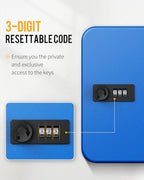 Uniclife 20 Position Key Cabinet with Combination Lock Resettable Blue Digital Security Storage Box Steel Key Organizer with Colorful Key Tag Labels Stickers and Hooks - Image 3