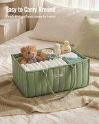 Blissful Diary Baby Diaper Caddy Organizer, Nursery Storage, Sage Green - Image 4