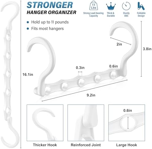 24 Pack Hangers Space Saving Magic Plastic Hanger Organizer White | Shirt Space Saving Hangers, Multi Clothes Hangers Space Saver for Closet Organizers Storage College Dorm Room Essentials - Image 3