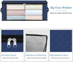 HomeHacks 6-Pack Clothes Organizer Storage Bags, 35L Storage Bins, Blue | Foldable Storage Box Container with Zippers, Clear Window, Reinforced Handles for Closet, Dorm, Pillows, Bedding, Sweater - Image 4
