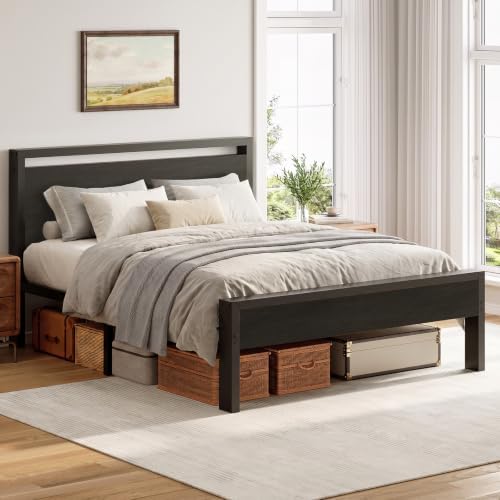 Sweetcrispy 14 Inch Queen Bed Frame with Wood Headboard, Black by Sweetcrispy